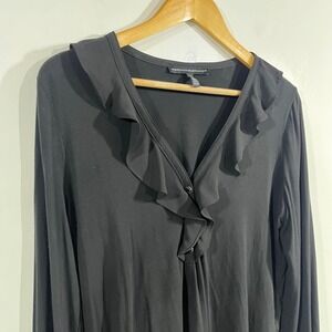 WHBM Y2K Edwardian Victorian Dainty Ruffle V-Neck Top Fairy Grunge Womens Medium